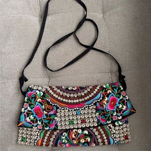 Hmong Vintage Embroidered Crossbody Bag